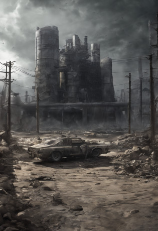 (Hyperrealistic),(Extremely detailed),nuclear waste, Radioactive wasteland, nuclear fallout, post nuclear fallout, radioactivity, nuclear wasteland, nuclear, Nuke, Toxic waste, post-nuclear, nuclear blast imminent, Radioactive particles,