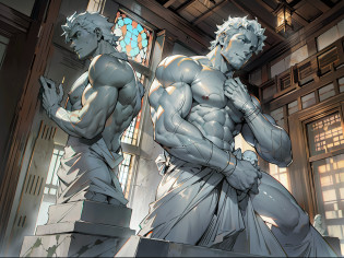 Multiple male statues with Japan elements, Japan temples?Ghost statues?Inanimate Objects, No Animate Objects, Realistic marble statues, spotlights, High Contrast, Male Figures, , Detailed muscles, Good lighting quality, Muscular Veins, (thin skin)), Low angle, Desire Face, big muscle body, Hyper Muscle, big buttocks, Hyperpec, White beard, White eyes,Michelangelo style marble statue, Majestic and sacred male marble statue, (Male), Religious, gospel, jurising, god statue, hypermuscle, Hyperpec, spotlight, High Contrast, Masterpiece, Highest Quality, Top image quality, Cinematic lighting, Photoreal
Multiple marble statues (Male), (statue)), ((White latex)), ((statue)), ((statue)), ((Realistic)), (Masterpiece, super quality, High resolution, 8K, intricated: 1.2, Cinematic lighting, Photorealistic),