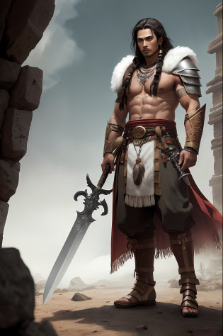 (spearman), ((armed with spear and shield)), spear, shield, long pike, full body, action pose, plate armor, standing on top of the skull pile, torn red cloak, wearing mace on the belt, low angle shot, burning hell background, gray overcast sky with a red tint, unity HDRP, unreal engine, raytracing, ultra detailed, masterpiece art of a warrior, beautiful full body concept art, amazing 8k character concept art, a native american warrior, : native american shamen fantasy, avian warrior, high fantasy concept art, senior concept artist, from pathfinder, concept art character, rpg concept art character, native american warrior arafed warrior with two swords and a feathered headdress, barbarian, picture of an adult male warrior, barbarian warrior, barbarian class, male warrior, warrior outfit, norse warrior, : native american shamen fantasy, indian warrior, male barbarian, tengri, avian warrior, epic fantasy character art, concept art of a warrior, spirit warrior, rpg character (subject is in full frame) 29 yo male as a wizard of marijuana and a likeness of a viking with the smoothness of a samurai. known as willy the great he likes to play outdoors and listen to the sound of nature and smoke marijuana. He cares about his family. Willy the great stands at a Height 5�7� Weight 175 lbs his Body type is average with a curvy figure with a hairy chest. covered in tribal tattoos willys Skin color is tan, his Hair color is Brown well his hair is long and flowing with a beard what is beautiful and elegant well his Eye color is brown, his Eyes are native american shaped and are about average size, he has brown eyes and his Nose is average but his nose is slightly bigger than normal and has a flat bridge. willys Lips are sweet and simple and has a small upper lip and medium bottom lip colored to dark pinkish lips. willys Cheeks are average. His Chin is round and pointed out, his Forehead is average have has lines on the forehead. Eyebrows light brown eyebrows