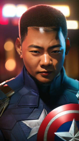 . . Tarantino style Will Smith as Captain America 8k, HD, face detail, face detail, eye detail, suit detail, Marvel and DC style, ultra-realistic, + cinema lens + dynamic composition, incredible detail, sharpening, detail + superb detail + night of lights + perfectionism + award-winning realism ((moody lights))