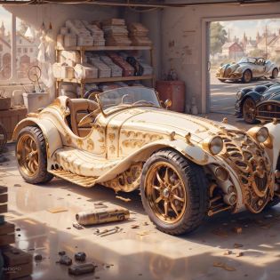 <lora:IvoryGoldAI:.9>  IvoryGoldAI car in garage