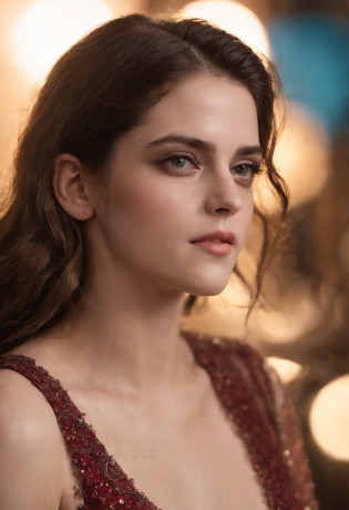 Best Quality, ??,1girl, Kristen Stewart , The perfect Arab dress, hair decoration, necklac, jewelry, beautifull face, Full body, Perfect thighs, Realistic Photos, Edge lighting, Two-tone lighting, (High Detail Skin: 1.2), 8KG UHD, dslr, soft lighting, highs quality, volumetric lighting, express, HD, 8k, bokeh, Realistic, He's realistic