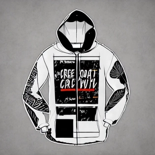 create a hoodie design pattern, all over print, scrawl slogan, cool, fashion, slogan in uppercase, style layout, summer wear