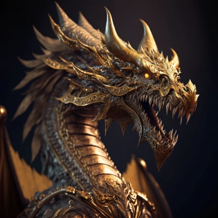 Photo of a majestic dragon, posed in the midst of a fierce battle. The dragon is rendered in 8k resolution using the Unreal Engine 5, resulting in ultra realistic, hyper detailed graphics. The shot is a full body shot, taken from a low angle to emphasize the dragon's size and power. The dragon is adorned in ornate, golden armor, with intricate designs and glowing, magical energy surrounding its body. The lighting is cinematic, casting shadows and highlighting the intricate details of the dragon's armor. The dragon looks off into the distance, a fierce, determined expression on its face. The photograph is formatted in the cinematic aspect ratio of 9:16 and is sure to be a hit on Artstation.