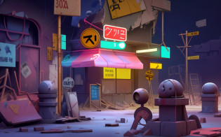 Ultra-clear details?large scene?wide-shot?Dilapidated walls?Dilapidated signboard?Wasteland?ruins?There are fallen zombies all around