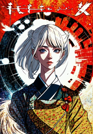 best quality, absurdres, (highly detailed:1. 2) (detailed face:1. 1), comic cover, hangul text, wearing modern hanbok, white sneakers, streets of korea,