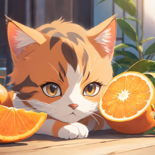 logo com a cara de gato laranja com branco, com o nome LazyPurr