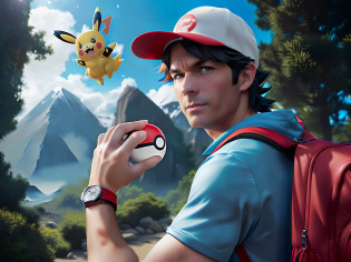 rick astley as pokemon trainer, pokemon in the wild, illustration pokemon, key art, promotional art, ash ketchum, pok�mon, pokemon, pokemon cap, official art, a hyper realistic, adventure hyper realistic render, new pokemon, official artwork, misty, john park, fan art, pokemon inspired, detective pikachu