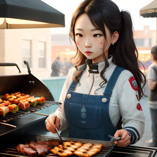 Girl is pierced for grilling