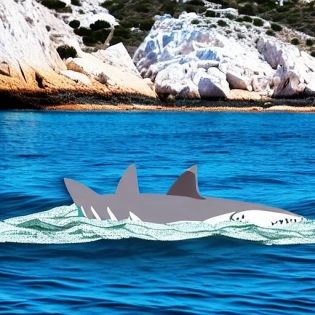 a boat in the bay of Marseillea shark
