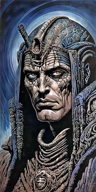 methurlant, A portrait of a alien, <lora:methurlant:1>, intricate, atmospheric, surreal, gritty, cinematic, stylized, contrast, sci-fi, comic, Clear sky, ,  Chessboard, Haunting, (Color symbolism and psychology:1.1), (Proportion:1.1),  (Drybrush:1.1), (Underwater light:1.2), Marble, Star, ultra detailed, intricate, oil on canvas, dry brush, (surrealism:1.1), (disturbing:1.1)
