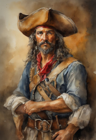 um pirata de carton visto de frente