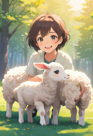 Cartoon lambs?Toy lamb 2D?White lamb, Smiling lamb?Cute lamb, cute animal, curlies?White Simple Background