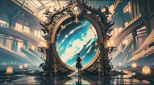 High quality,Ultra-detailed,Photorealistic:1.37,Masterpiece:1.2,A mirror beyond reality,incredible reflections,Phantom World,Size mixing,ethereal landscape,mysterious creature,Magical surrealism,Dreamlike atmosphere,remarkable color,A shift in perspective,magic realism,Reality and fantasy blend seamlessly,mind-bending illusions,A mysterious fusion of real and unreal,Unlimited imagination,Luxury details,Enchanting light and shadow,A whimsical twist,A visual experience like never before,Uncover the boundaries between reality and surreality,Otherworldly art,Intriguing symbolism,Fantastical visions,Explore the unknown,Blurring the line between fantasy and reality