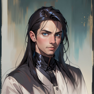 um homem de cabelo preto e camisa preta, trending on ArtStation, arte conceitual, retrato da arte do personagem, retrato da arte do conceito do personagem, retrato detalhado do caractere, arte do retrato do personagem, retrato de personagem de closeup, closeup retrato de personagem, retrato masculino da fantasia, retrato do design do personagem, retrato de personagem pintado, retrato do conceito do personagem, arte conceitual realista do personagem