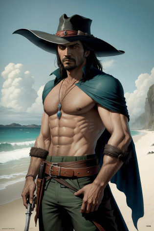 pintura de um homem na praia, olhos abertos, olhos verdes esmeralda, olhos detalhados Escuro, o realista Solomon Kane, as a solomon kane, portrait of a bloodborne hunter, Tim Bradstreet, Arte Sangrenta, oeste estranho, Jess� McCree, Directed by: Hiroyuki Tajima, terras mortas, Pistoleiro, Fazer software, Directed by: Yoshihiko Wada, Leiji Matsumoto, Estilo de arte Red Dead Redemption