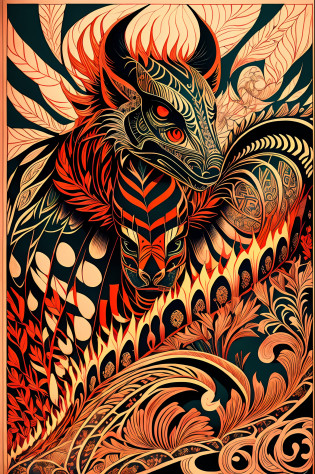 medusa cultura grieco roman ornamentos alrededor de la imagen , hojas laureles , cloud color red escena , batalla mujer mitad serpiente , venenosa , nails long , afiladas , Obra maestra Back Ground Aves y Ornamentos Fauna , Lighting degrades high contrast light dark Draw in original inked image battle against demons fly and chimera , Legendario en Reloj de Arena , Mirando hacia adelante contraste rojo intenso , Fuego en el suelo , ilustracion con tendencia poster ,symmetry illustrated enclosing the design in total Fire on the ground , ilustracion con tendencia poster ,Illustrated symmetry enclosing the design in total --auto --s2