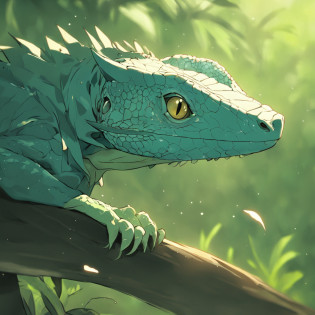 There is a lizard sitting on a branch, lizard, reptil, lizard pose, The Basilisk of Langford, iguana, lizard, reptil, reptil, reptile face, Lizard head, gecko, ultra�-�detailed!, serpent, close up portrait shot, closeup 4k, lizardfolk, very sharp and detailed photo, lizardfolk, Close-up portrait 4