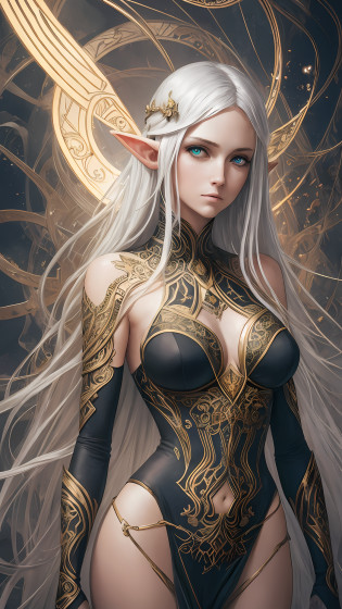 a beautiful full figure painting of perfect female elf woman, shapeless long hair, black hair, white hair, huge mammaries, perfect features, wearing Rococo style dress, art by Carne Griffiths and Wadim Kashin Concept art, ethereal background, abstract beauty, stand, near perfection, pure form, Golden Ratio, minimalism, unfinished, concept art, By Brian Froud and Carne Griffiths and Wadim Kashin and John William Waterhouse, intricate detail, 8k post-production, High resolution, super Detail, art station Trends, sharp focus, studio photos, intricate detail, Very detailed, By Greg Rutkowski   heads, two faces, plastic, Deformed, blurry, bad anatomy, bad eyes, crossed eyes, disfigured, poorly drawn face, mutation, mutated, extra limb, ugly, poorly drawn hands, missing limb, blurry, floating limbs, disconnected limbs, malformed hands, blur, out of focus, long neck, long body, mutated hands and fingers, out of frame, blender, doll, cropped, low-res, poorly-drawn face, out of frame double, blurred, ugly, too many fingers, deformed, repetitive, black and white, grainy, bad anatomy, airbrush, bad proportions , blind, bad eyes, ugly eyes, dead eyes, blur, vignette, out of shot, out of focus, gaussian, monochrome, duplicate, watermark, signature, text, ugly, morbid, mutated, long neck, hazy eyes, bad eyes, Marijuana eyes, heroin eyes, bad anatomy, bad hands, error, missing fingers, extra digit, fewer digits, cropped, worst quality, low quality, normal quality, jpeg artefacts, signature, watermark, username --auto --s2