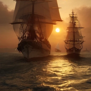 photo of a ultra realistic sailing ship, dramatic light, pale sunrise, cinematic lighting, battered, low angle, trending on artstation, 4k, hyper realistic, focused, extreme details, unreal engine 5, cinematic, masterpiece, art by studio ghibli, intricate artwork by john william turner