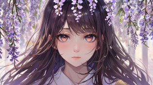 There is a woman in white dress?wild snow scene?A girl in Hanfu?Hanfu?ChineseGirl?Chinese woman?China-style?White Hanfu?red shawl?snowflower?A scene in the distance: Wisteria flower tree?Full of wisteria flowers?Wisteria flowers from several villages extend down from a close-up perspective?Many wisteria petals float in the air? Goose feathers and snow?2 colorful butterflies flying?Traditional Chinese clothing?China Princess??Inspired by Tang Yifen?black haired goddess?Beautiful brunette girl?oriental girl?Works of masters?Best picture quality?Higher quality?high detal???????8K????depth of fields?cinematic photogtaphy? Complicated details? carefully? meticuloso? glorious? max detail? extreme beautiful? ???1girll? ?????? 18yr old? long whitr hair? brunette color hair? white skinned? A picture? tmasterpiece? ?Best picture quality?? Higher quality? high detal? ?????? in a panoramic view? exquisitefacialfeatures? s the perfect face? Glowing skin? Fantastic background? woman? Kizi? angelicales? mini girls? goddes? poets? is shy? surprise? Shoulder-length hair? brunette color hair? sharp and clear focus? Stereoscopic silhouette?The right proportions?Realistic portrait?closeup of face?A beautiful girl with a very temperament?slender figures?Exquisite facial features?long and flowing hair? brunette color hair?Extremely detailed hair description? ????? Picture-perfect face? Clean and flawless face? long eyelasher? light pink eye shadow? Light dimples? Blushlush? watery big eyes crystal clear? Delicate cream Glows like skin? Detailed skin details? CFG scale?8??A beautyful girl?There is a wisteria flower in the hair???lips slightly parted???She stands surrounded by Alain plants??Fantastical Atmosphere?Bright colors and soft lighting?Red hair?Black detail eyes
