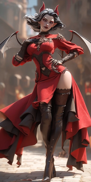 amazing gothic chimera waggling their hips at the carnival parade in scandalous outfits, by daz3d