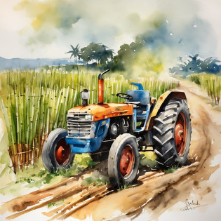 trator arando um campo de sugarcane, Uma sombra em Forma de andador, Luz azul no horizonte, Motor Unreal 5, cinemactic, Low-angle photography, motion blur, proFundidade de campo, dust, Cobblestones and dirt. arte splash, pingando tinta. Perfect color classification. inFluenciado por karel Appel e jeremy mann, Full of dramatic and threatening scenes, hiper-detalhado, Beautiful, detalhes insanos, detalhes intrincados, FotograFia Editorial, FotograFado com uma lente de 50mm, proFundidade de campo, Tilt Blur, Velocidade do obturador 1/1000, F/22. Mapas de luz, super brilhante