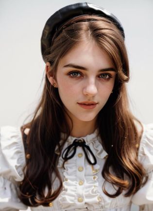 eh1,  (close-up, editorial photograph of a 21 year old woman), (highly detailed face:1.4) (smile:0.7) (background white wall:1.3) (wearing Victorian-inspired Blouse with Ruffled Sleeves, High-Waisted Trousers, Lace-Up Boots, Leather Belt with Compass, Aviator Cap) <lora:epiNoiseoffset_v2:1.2>, POV, by lee jeffries, nikon d850, film stock photograph ,4 kodak portra 400 ,camera f1.6 lens ,rich colors ,hyper realistic ,lifelike texture, dramatic lighting , cinestill 800,  <lora:ElizabethHurley:.86>