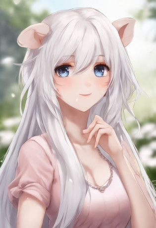 Chica de anime con cabello largo y blanco y ojos morados posando para una foto, Ahegao, Deidad de pelo blanco, Cara de Ahegao, Chica con el pelo blanco, seductora chica de anime, Chica perfecta de pelo blanco, cano, pelo blanco, Dama de pelo blanco, chica de cabello plateado, Soft anime illustration, Chica Cabello Plateado, Shikamimi, Anime CG arte suave. Front View, vista frontal, de frente. Modelo Vtuber, Vtuber model, front side view, with a cute pig