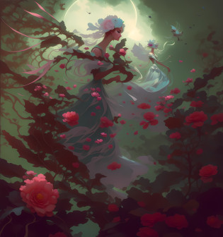 painting of a woman with a strange face and a flowery dress, peter mohrbacher'', peter mohrbacher style, peter mohrbacher c 2 0, peter mohrbacher digital art, peter mohrbacher artstyle, style of peter mohrbacher, artgerm julie bell beeple, art of wlop and greg rutkowski