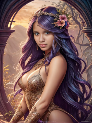 a woman with purple hair and a crown on her head, retrato de fantasia fosco detalhado, retrato bonito da arte da fantasia, retrato da arte da fantasia, retrato bonito da fantasia, arte de fantasia detalhada, retrato da fantasia, arte do retrato da fantasia, bela arte de fantasia, retrato do characture da fantasia, epic fantasy art portrait, arte estilo fantasia, estilo de arte de fantasia, linda donzela fantasia, amazing fantasy art, arte digital de fantasia detalhada
