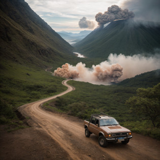 RAW photos?best qualtiy???????realisticlying?photograph of-realistic?A group of velociraptors chases a buggy in the forest?run?lakes?in a panoramic view?There are volcanic eruptions in the distance?Armageddon?Dynamic?velocity?Cinematic texture?dark??Very detailed CG Unity 8k wallpaper?? Photos of the world's most beautiful artwork? Professional majestic?photography of?Steve McCurry??8k UHD?digital SLR camera?gentle lighting?high high quality?filmgrain?Fujifilm XT3 sharp focus?f 5.6?high detal?Sharp focus?dramatics??watch audience?1.2???natural soft light?