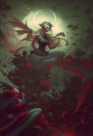 painting of a woman with a whole body and a whole body, Peter Mohrbacher'', Peter Mohrbacher style, Peter Mohrbacher Digital Art, Peter Mohrbacher artstyle, Style of Peter Mohrbacher, Peter Mohrbacher C 2 0, Peter Mohrbacher highly detailed, In Style of Peter Mohrbacher, Pete Mohrbacher, painting of a woman sitting on a bed of skulls, by Todd Lockwood,  Satan in Hell, in the style of Peter Mohrbacher, Portrait of a female demon, Demonic woman, Peter Mohrbacher Donato Giancola, style of Peter Mohrbacher, graphic artist Peter Mohrbacher, by Jason Felix, Peter Mohrbacher style, Tiefling, (((((8k, super detailed, beautiful women, high quality))))
