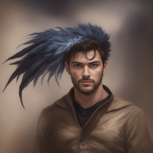 TiagoTurilli, A man with a feather on his head and a face, retrato masculino da fantasia, retrato de fantasia digital, fan art, retrato do characture da fantasia, pintado digitalmente, inspirado em Alexis Grimou, retrato de fantasia fosco detalhado, retrato de personagem pintado, Mito grego pintura digital, retrato da fantasia, uma pintura digital expressiva, personagem de fantasia hiperdetalhado, desenhado com photoshop