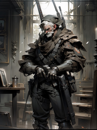 (((Masterpiece))),(((Best quality))),(((Amazing detail))),((illustration)),((A high resolution)),((8K)),escape from Tarkov,PMC,ink painting,monochrome,modern,battle,war,combat,Battle Stance,Combat posture,Shooting preparation,realistic,Decolorization,chiaroscuro, backlighting, dithering,Correct firearms construction,dark style
