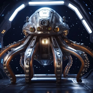 shiny metal octopus spaceship