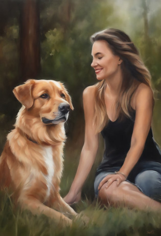 et portrait with owner from photo Pet and owner portrait, Custom Portrait, Watercolor Painting, Gift Pet Memorial Birthday, wall art
