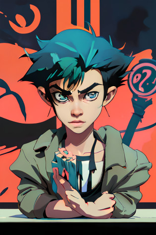 Un primer plano de una persona sosteniendo un libro cerca de un dibujo de una persona, Estilo anime 2D, 2 D anime, 2 D Gorillaz, 2 d de Gorillaz, 2D desde Gorillaz, Dibujos animados 2D, 2 D dibujos animados, inspirado por Okumura Togyu, Arte 2 D, Arte 2D, cel sombreado!!!