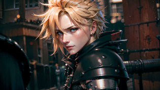 a close up of a person with a sword in a city, cloud strife, portrait of cloud strife, from final fantasy vii, final fantasy 7, from ff7, ff 7, cloud, from final fantasy, final fantasy face, final fantasy character, final fantasy, final - fantasy, final-fantasy, square enix, final fantsy, closeup portrait shot, cloud hair