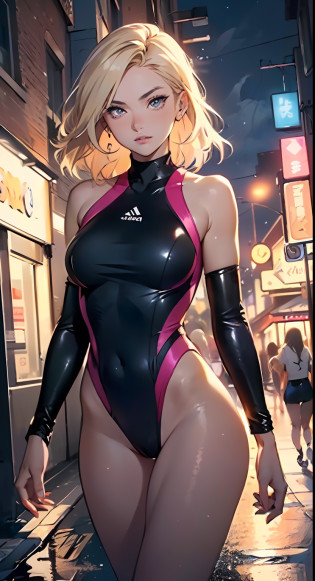 girls swimmers, 2 girls, 2 girls, two girls, multiple girls: 1.3, ((anime girls, twins with extremely cute and beautiful blonde hair walking seductively down the street)), (((twins,equal girls, identic girls))),(((lesbian,lesbians,yuri,kiss,hugs))),

((((Two twins)))), 2 swimming twins,((((two anime twins with extremely cute and beautiful blonde hair walking seductively down the street)))),

(large breasts:1.4),saggy breasts,(((very light blonde hair:1.35,straight hair,long hair:1.4,colored inner hair,ear breathing))),((heterochromia,eye1 blue,eye2 green,perfect eyes,upturned eyes:1.3,beautiful detailed eyes,finely detailed beautiful eyes:1,big highlight on eyes:1.2)),((fat)),(((lustrous skin:1.5,bright skin: 1.5,skin tanned,shiny skin,very shiny skin,shiny body,plastic glitter skin,exaggerated shiny skin))),(spider lower abdomen,narrow waist,wide hip,athletic body,inflated legs,delicate detailed fingers,detailed body,detailed arms,human hands,(detailed face)),

cute,slutty,seductive,erotic,(((nsfw))),

((one-piece_swimsuit magenta)),(wearing a one-piece_swimsuit outfit:1.3),(detailed outfit,detailed clothes),

(dynamic pose:1.0),embarrassed,centered,scale to fit dimensions,Rule of thirds,

outdoors,((night view)),(very pretty city neon synthwave,cyberpunk night street Background:1.5,dark sky,thick clouds),future vehicles,((neon lights)),thick clouds,(cyberpunk style,neon lights, (synthwave theme background), lonely street),(((detailed background:1.25))),

(best quality),(high resolution),(sharp focus),(ultra detailed),(extremely detailed),(extremely high quality artwork),8k_wallpaper,(extremely detailed CG 8k),(very fine 8K CG),((hyper super ultra detailed perfect piece)),flawless,(((masterpiece))),illustration,vibrant colors,(intricate),High contrast,Selective lighting,Double exposure,HDR (High Dynamic Range),Post-processing,Background blur,
