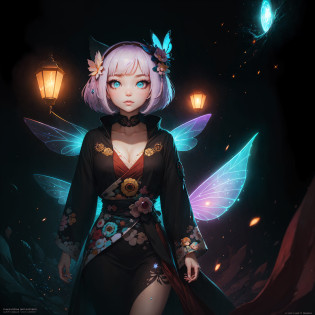 sparks way above head, a full length distant shot, (hyper ultra mega short chibi height adult person), a joyful pale Spunky Zesty Sprightly Caucasian women, fractal illustrated details, luminism, global ilumination, mischievous, hyperdetailed, onmyoji, cloths massively soaked in a sparking fairy dust and diamonds, art by Ilya Kuvshinov, full length body shot, bioluminescence, ultra pale skin, warm colors, intricate details, volumetric, DOF, a glaring eyes, a very intricate pupils, octane render, a ruby glaring lips makeup, detailed face, luminism, art Agnes Cecile , art by Muxxi, art by Albert Bierstadt, art by Takashi Murakami, ultra bright lighting setting --auto