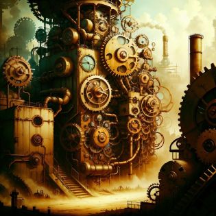 <lora:SteamPunkAI:.9>  CogPunkAI   factory