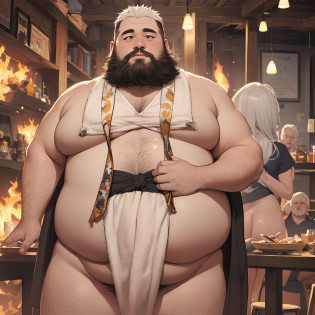 Senescence?king?Girl with thick fat chunky physique?fat?fat guy?male people?male?beard?Hirsutistic?hairy pubic?schoolboy?male?No clothes?big breasts exposed cleavage?White hair?Very old?Very fat?ember?