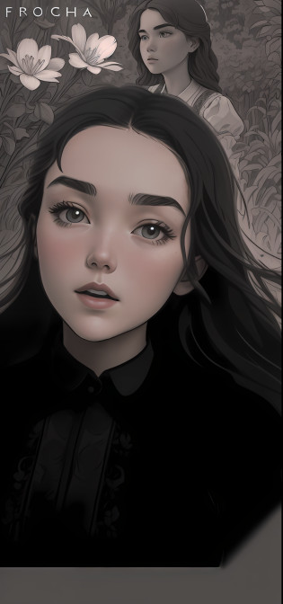 masterpiece, line art of a female character, Florence Pugh shocked expression, detailed country garden background, Art Deco designs,
style by double exposure, no shading, for coloring page, white space, no shadowing,