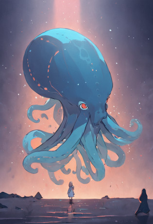 Crie uma logo minimalista de um polvo estilizado. O polvo deve ser representado de forma simplificada, com linhas limpas e sem muitos detalhes. Give the octopus a rounded shape, with a slightly larger head and eight curved, uniform tentacles protruding from it. Use uma paleta de cores suaves, as shades of pale blue and white. Make sure the logo is elegant and easy to recognize, mesmo em tamanhos pequenos. The main focus should be on the basic shape of the octopus and the feeling of minimalism.