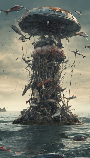 Pacific Ocean Pollution Nuclear Wastewater Japanese Marine Animal Carcasses Horror Darkness Armageddon Beaches Dead Day Mechanical Animal Body Pain Riddled with Holes Marine Animals Crying for Help Countless Dead and Wounded Human Devils Marine Floating Corpses Fish Death