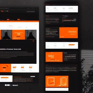 web site interface, orange color, white color, futuristic