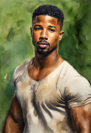 Michael b Jordan pelado sem roupas, m�sculoso,deitado sobre a grama verde.