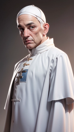 3DMM portrait shoot of male Pope Francis, wearing a white inflatable oversized jacket designed by yeezy and balenciaga, sharp focus, clear, intricate, cinematic, glamourous, symmetrical, soft lighting, indirect lighting, vogue, editorial, fashion <lora:3DMM_V11:1>