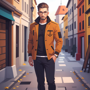 Arafeld man wearing glasses and sweater,Full body photo ?change penov�c, andrzej sykut, Vladimir Cherin, valeriy vegera, vladimir krisetskiy, Ilya Golitsyn, Stanley Kibrick, anton semonov, Roman Vlasov, Svyatoslav Gerasimchuk Oravo de Carvalho